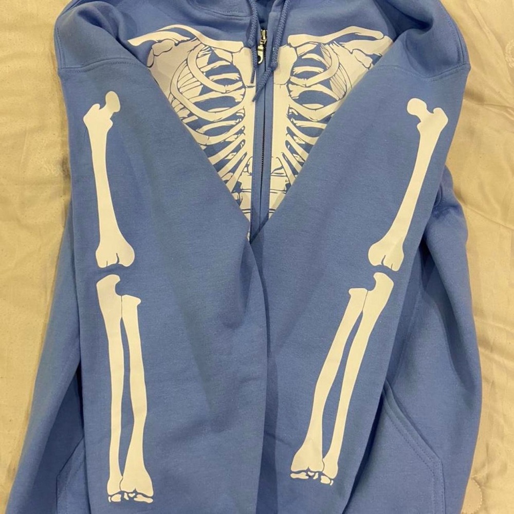 Skeleton Bones Zip Up Jacket Blue - image 4